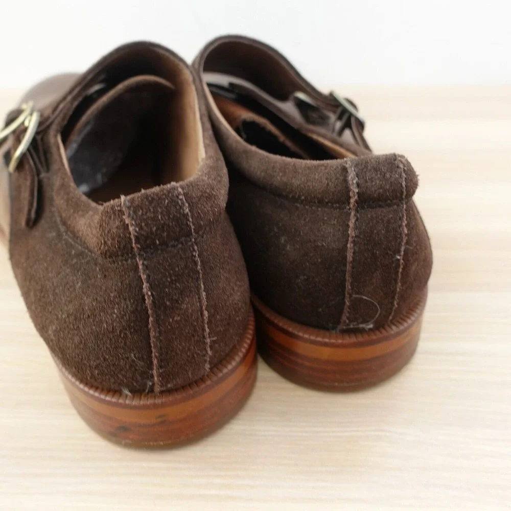 Double Monk Strap Leather Shoes Mens 11.5 GORDON RUSH‎ Harper Formal Chocolate
